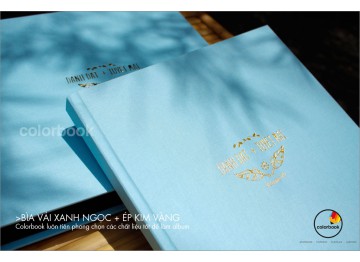 Album Photobook Phóng sự cưới bìa vải xanh ngọc